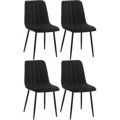 4er Set Stühle Dijon Stoff (Farbe: schwarz)