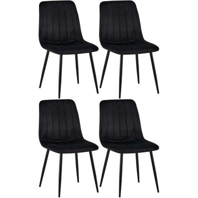 4er Set Stühle Dijon Samt (Farbe: schwarz)