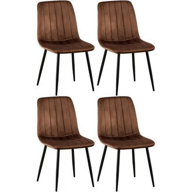 4er Set Stühle Dijon Samt (Farbe: braun)