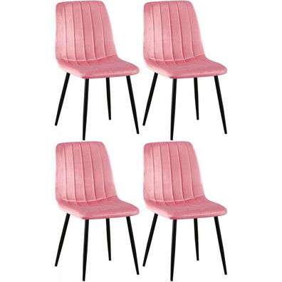 4er Set Stühle Dijon Samt (Farbe: pink)