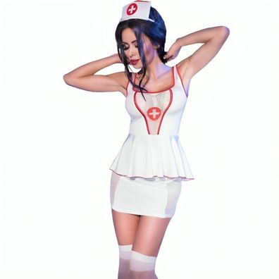 Chilirose - Cr 4160 Kostüm Krankenschwester Oberteil & Rock S/ M
