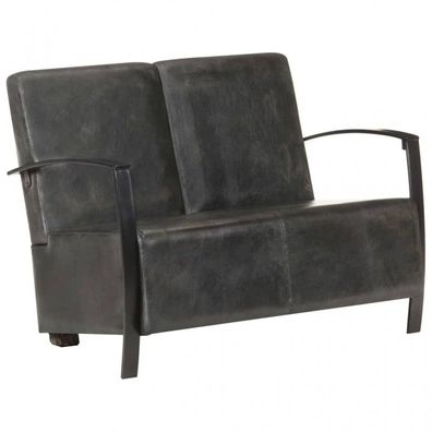 2-Sitzer-Sofa Grau Echtleder (Farbe: Grau)