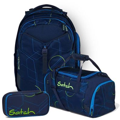 satch Set aus match + Schlamperbox + Sporttasche, Blue Tech, Mädchen & Jungen