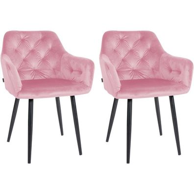 2er Set Esszimmerstühle Stanley Samt (Farbe: pink)
