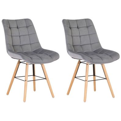 2er Set Stühle Leni Samt (Farbe: grau)