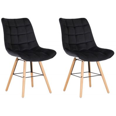 2er Set Stühle Leni Samt (Farbe: schwarz)