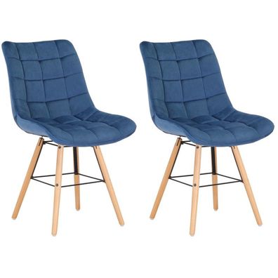 2er Set Stühle Leni Samt (Farbe: blau)