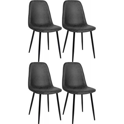 4er Set Esszimmerstühle Napier Kunstleder (Farbe: schwarz)