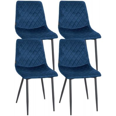 4er Set Stühle Telde Samt (Farbe: blau)