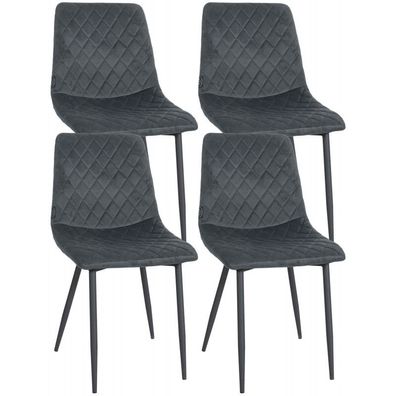 4er Set Stühle Telde Samt (Farbe: dunkelgrau)