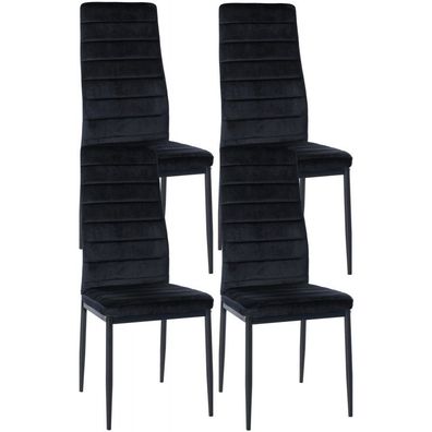 4er Set Esszimmerstühle Mayfair Samt (Farbe: schwarz)