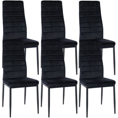 6er Set Esszimmerstühle Mayfair Samt (Farbe: schwarz)