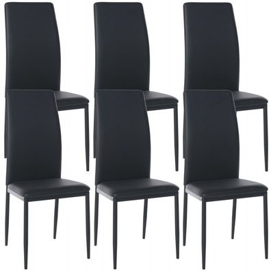 6er Set Esszimmerstühle Savino Kunstleder (Farbe: schwarz)