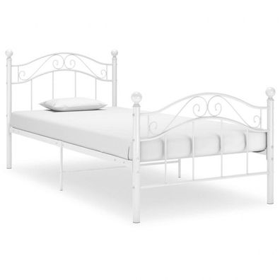 Bett Weiß Metall 100x200 cm (Farbe: Weiß)