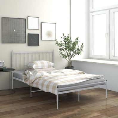 Bett Weiß Metall 120x200 cm (Farbe: Weiß)