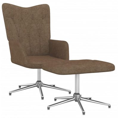 Relaxsessel mit Hocker Taupe Stoff (Farbe: Taupe)