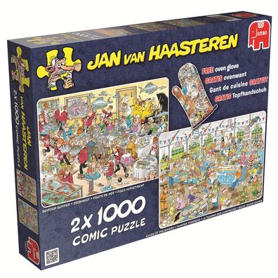 Jumbo 19003 Jan van Hassteren Food Frenzy 2x1000 Teile Puzzle + Gratis Topfhandschuh