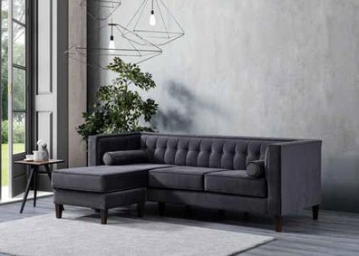 Moderner Grauer Dreisitzer Sofa Luxus Couch Sitzmöbel Holzgestell Polster