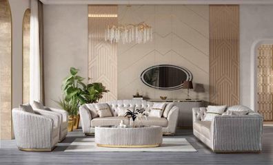 Sofa 3 Sitzer für Wohnzimmer Bequemes Sofa in Weiß Luxuriöses Sofa Neu