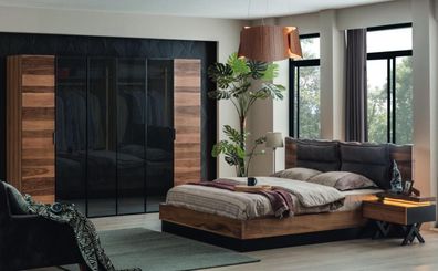 Moderne Schlafzimmer Möbel Designer Bett 2x Nachttische Kleiderschrank
