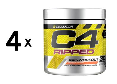4 x Cellucor C4 Ripped (30 serv) Tropical Punch