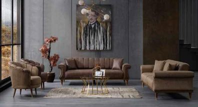Braunes Modernes Polstersofa Sitzsofas Dreier Couch Textilmöbel Modern