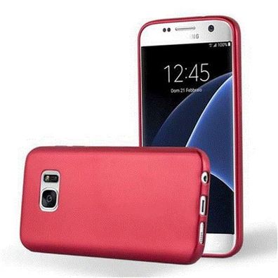 Cadorabo Hülle kompatibel mit Samsung Galaxy S7 in Metallic ROT - Schutzhülle aus ...