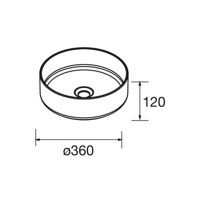 Salgar Aufsatzwaschtisch KANDY ohne Siphon und ohne Abfluss Porzellan WEIß Ø 360