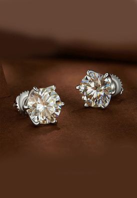 Laatikui1054-2 S925 Silver 2 Carat Moissanite Earrings