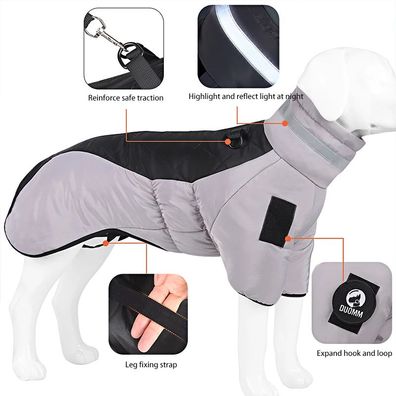 Reflective Adjustable Dog Jacket Jumpsuit, Reflective, Waterproof, Warm, Windproof,
