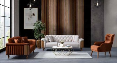 Modernes Braunes Wohnzimmer Sofa Zweisitzer Stoffsofa Luxus Designer Möbel