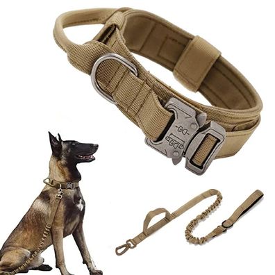 Dog Collar Durable Tactical Leash Set Adjustable Military Pet Collar Leash Medium