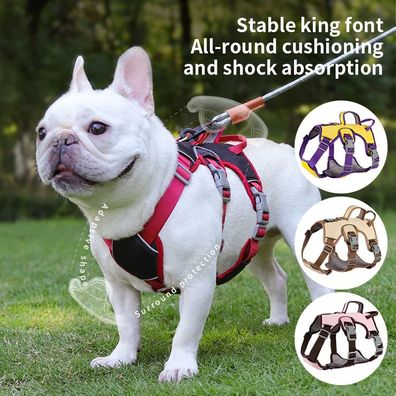 Adjustable Dog Harness for Small Large Dogs Vest Reflective Puppy Chest Strap French