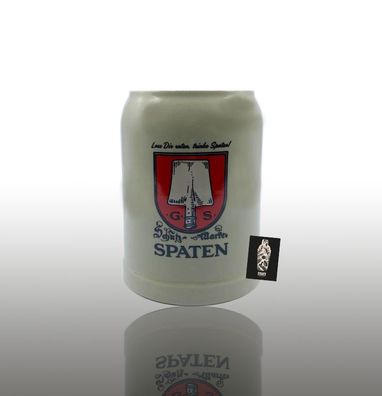 Spaten Bierkrug aus Ton Becher Tasse geeicht: 0,5L inkl. Mixcompany Postkarte