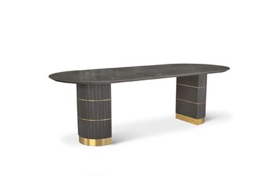 Grauer Designer Esstisch Esszimmer Möbel Mit Metallfüßen Holzgestell Tisch