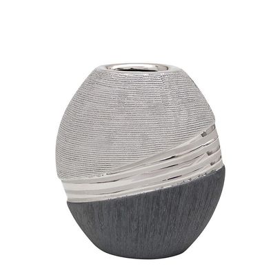 Vase "SILVERLINE"-Serie oval Keramik silber Deko mit Stil modern zeitlos