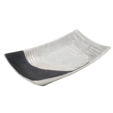 Schale | Platte "SILVERLINE"-Serie Keramik rechteckige Form silber Deko mit Stil