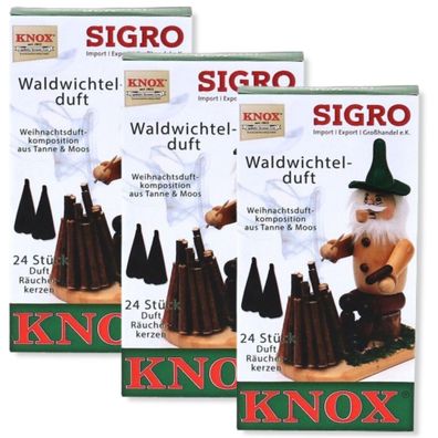 Knox Räucherkerzen 3 Packungen "Waldwichtelduft" (72 Stück) Größe M Tanne-Moos