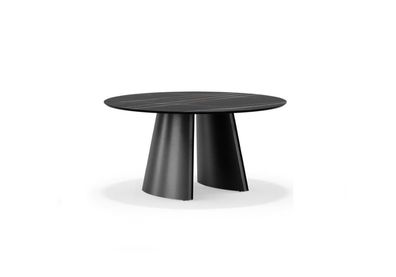 Designer Schwarzer Rundtisch Edelstahl Möbel Esszimmertisch Luxus Tische