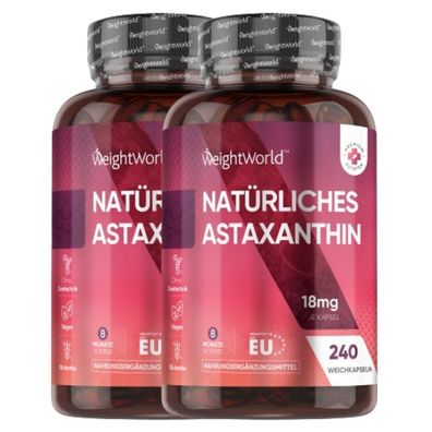 Astaxanthin natorliches & reines18mg - 480 vegane Weichkapseln for 8 Monate