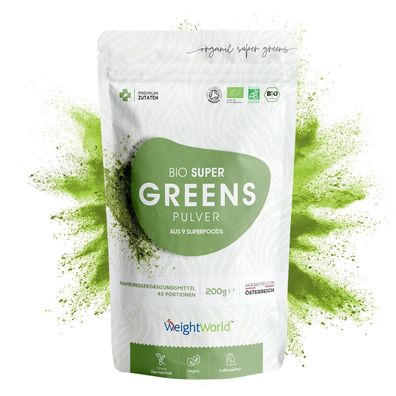 BIO Super Greens Pulver 400g - Veganes Superfood fur Wohlbefinden & Vitalitat