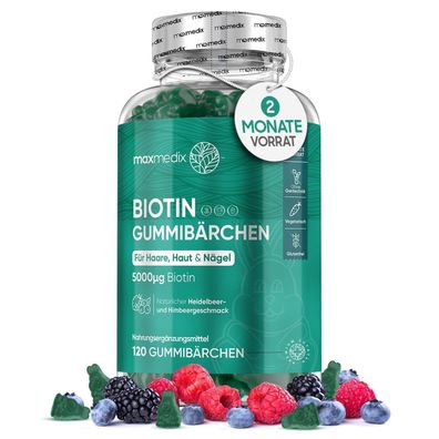 Biotin Gummibarchen 5000?g - Vitamin C & E fur Haut, Haare, Nagel & Bart - 240 Gummis