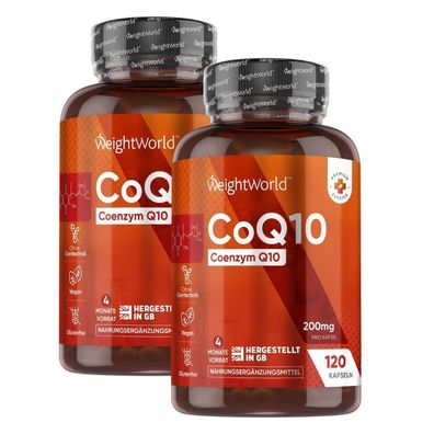 Coenzym Q10-200mg pro Kapsel - 240 vegane CoQ10 Kapseln - 8 Monate