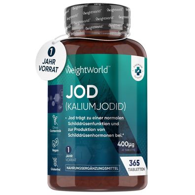 Jod Tabletten - 365 Vegan Kaliumjodid - 400µg Hochdosiertes Jod pro Tablette