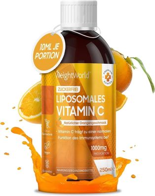 Liposomale Vitamin C - 250ml Vegane & zuckerfreie Tropfen - Täglich 1000mg Vit C
