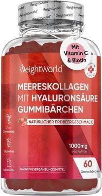 Meereskollagen Gummibärchen - 1000mg mit Hyaluronsäure, Vitamin C, Selen & Viatmin B7