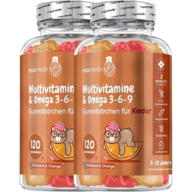 Multivitamin Gummibärchen für Kinder - Mit Omega 3, 6, 9, Jod & Zink - 240 Vit Gummie