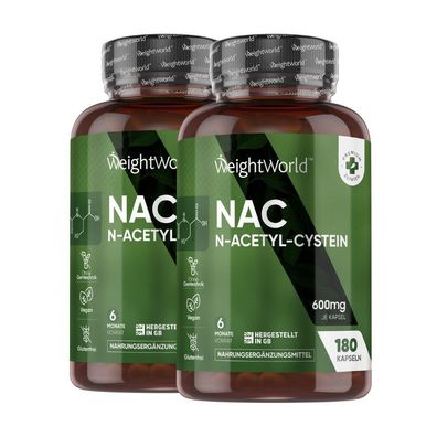NAC N Acetyl Cystein - 360 Kapseln - Veganes Acetyl Glutathion Aminosauren Praparat