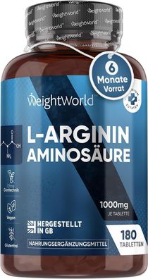 Reines L-Arginin - 12 Monate Vorrat für Sport & Energie - 1000mg je vegane Tablette