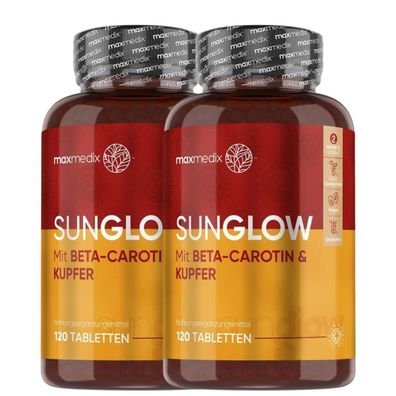Sunglow Tabletten mit Beta Carotin, Zink, Kupfer, Jod - Für Energie, Immunsystem